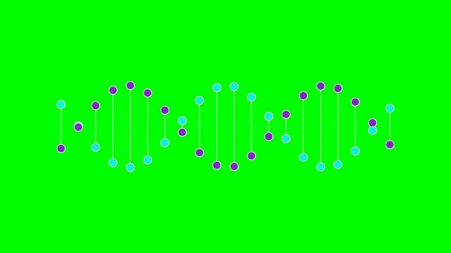 A stylized digital illustration of a dna double helix on a green background