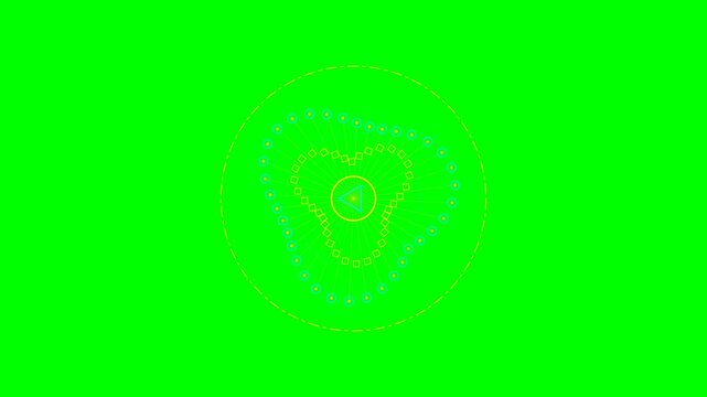 Abstract circular geometric pattern on a vibrant green background display