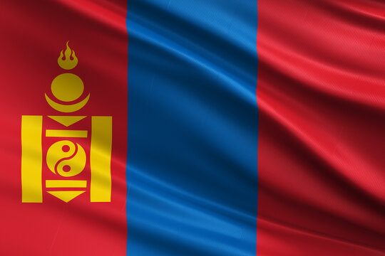 Waving national flag of Mongolia background