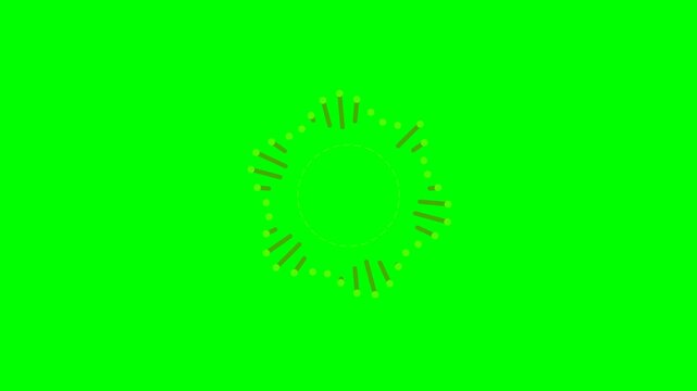 Abstract floral pattern with brown petals and yellow tips on green screen
