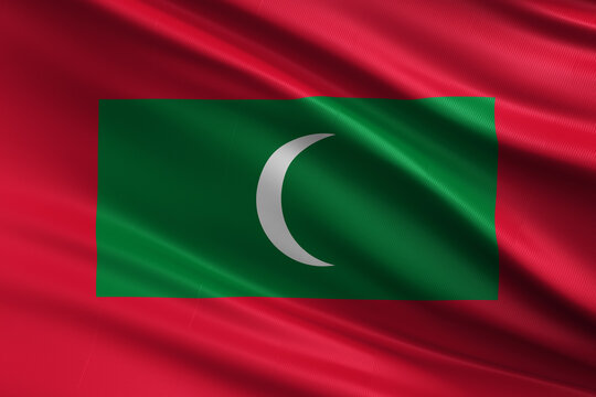 Waving national flag of Maldives background