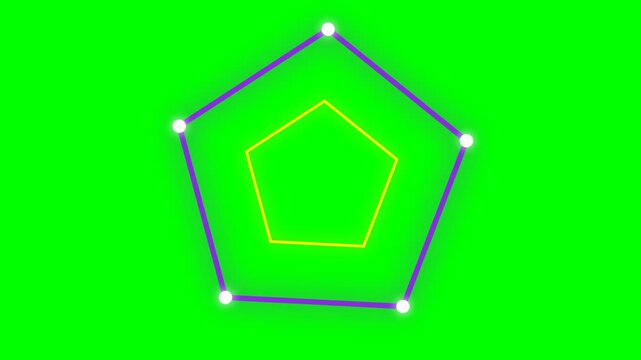 Neon purple triangle outline with glowing corners on a green background