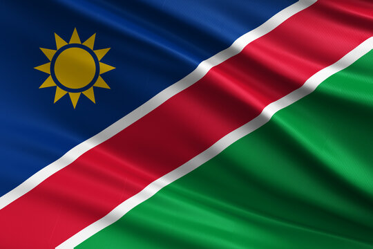 Waving national flag of Namibia background
