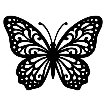 Intricate monarch butterfly silhouette vector graphic for branding web and fashion design