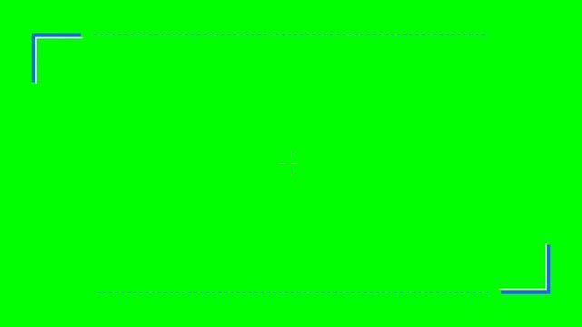 Blue corner frame border element isolated on a vibrant green screen background