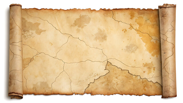Ancient parchment scroll texture with blank paper for historical document or treasure map