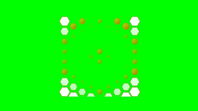 Abstract geometric pattern with white hexagons on a bright green background