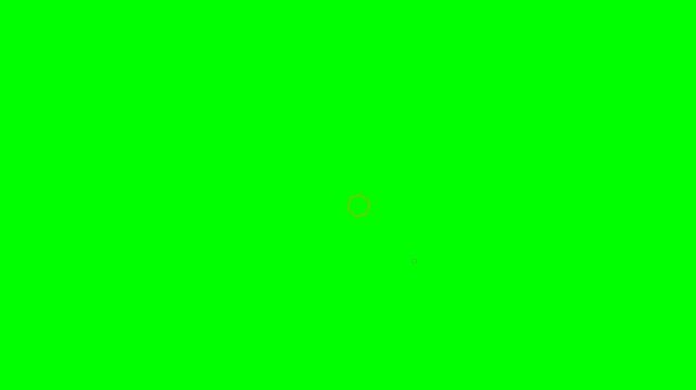 A small red dashed circle pulsing on a bright chroma key green background