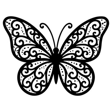 Ornamental Butterfly Line Art Icon