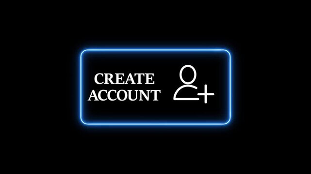 Modern digital interface with man pressing glowing create account button icon for website registration or online user profile setup on a transparent background 4k motion video.