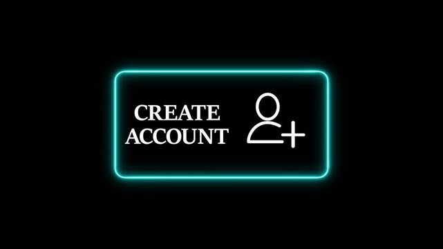 Modern digital interface with man pressing glowing create account button icon for website registration or online user profile setup on a transparent background 4k motion video.