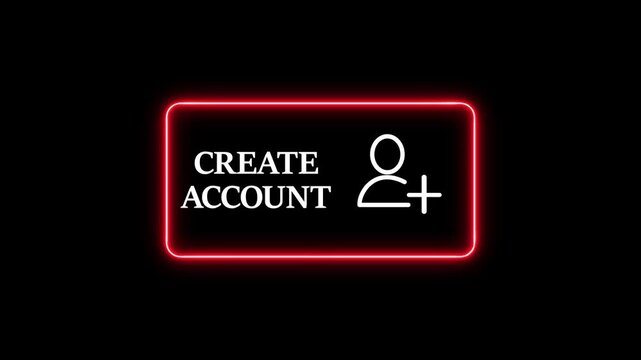 Modern digital interface with man pressing glowing create account button icon for website registration or online user profile setup on a transparent background 4k motion video.