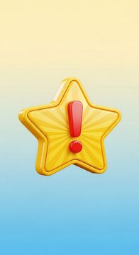 輝く星と感嘆符の3Dイラストレーション