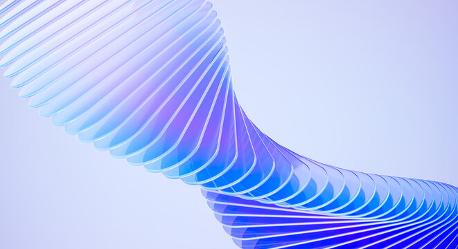 3D Render of Abstract Blue and Purple Flowing Wave Ribbons Modern Futuristic Digital Art Background Design