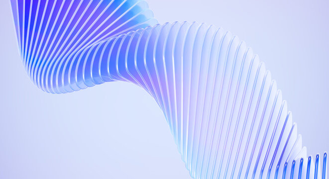 Abstract 3D Render of Flowing Wavy Lines Blue Purple Gradient Futuristic Digital Art Modern Geometric Shape Smooth Curves Background Design