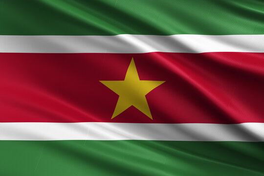 Waving national flag of Suriname background