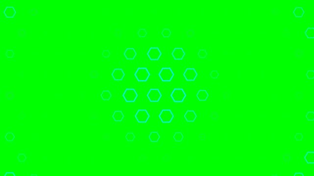 Abstract background featuring glowing blue hexagons on a vibrant green screen