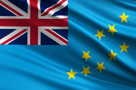 Waving national flag of Tuvalu background.