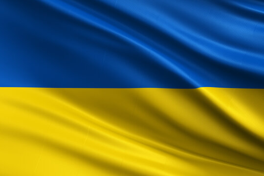 Waving national flag of Ukraine background.