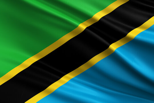 Waving national flag of Tanzania background.