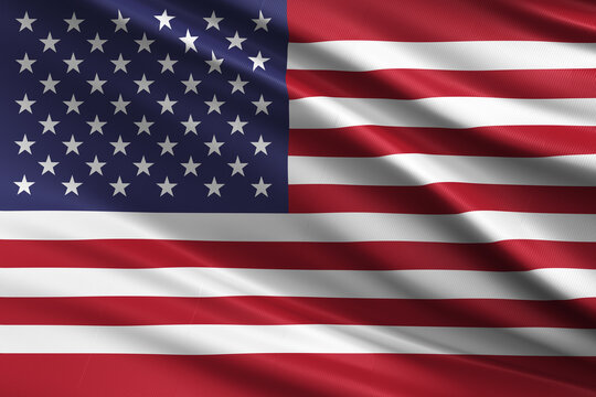 Waving national flag of United States background.