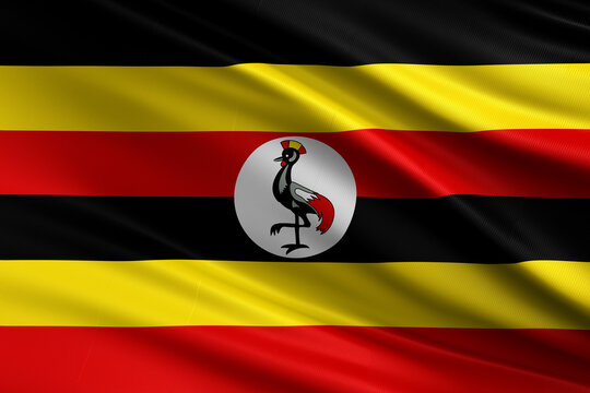 Waving national flag of Uganda background.