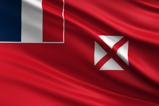 Waving flag of Wallis and Futuna background.