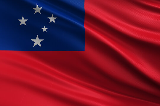 Waving national flag of Samoa background.