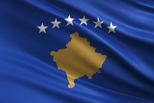 Waving national flag of Kosovo background.