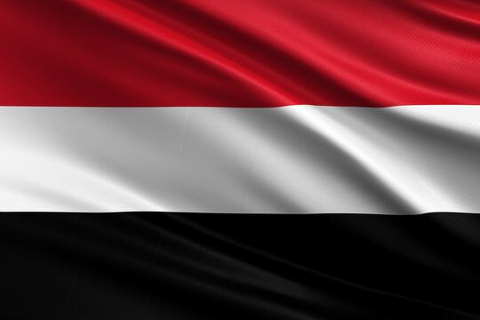 Waving national flag of Yemen background.