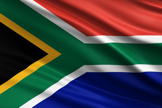 Waving national flag of South Africa background.