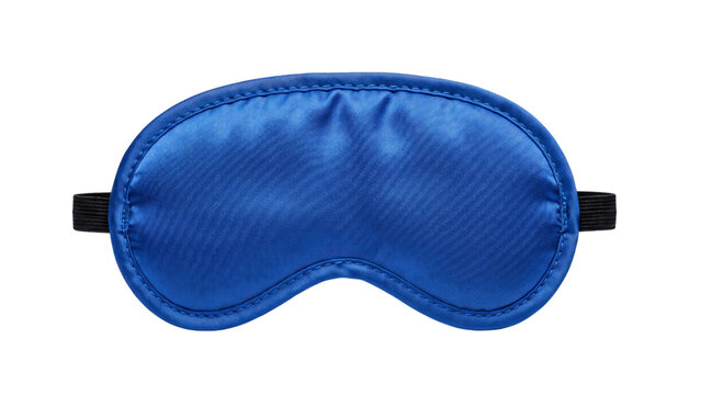 Blue satin eye sleep mask for nighttime and travel isolated on transparent background
