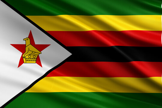 Waving national flag of Zimbabwe background.