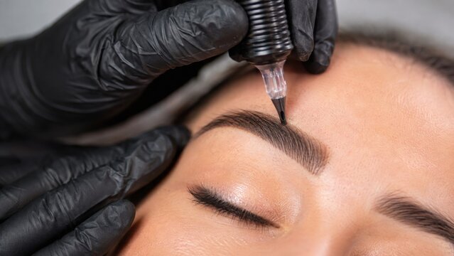 Ombre powder brow procedure with PMU machine