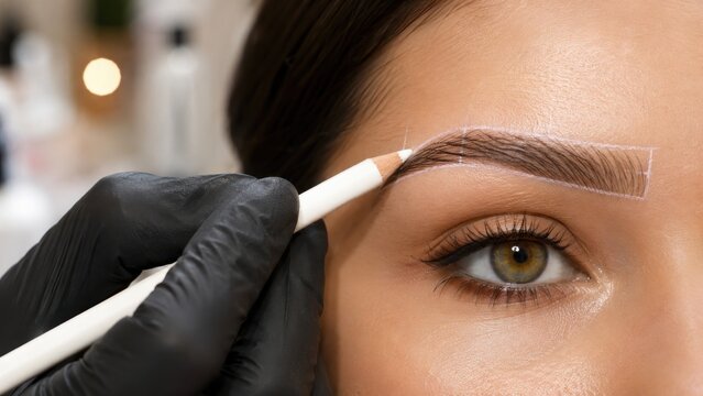 Eyebrow mapping for permanent makeup with white pencil