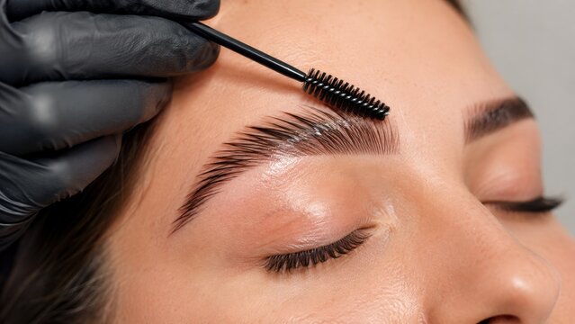 Professional eyebrow lamination and shaping process