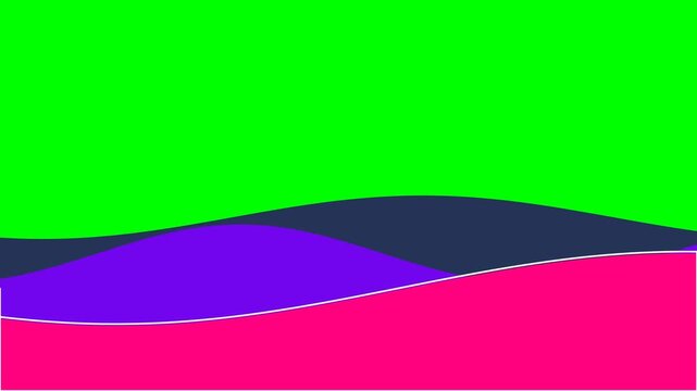 Abstract landscape graphic featuring layered hills in vibrant neon colors