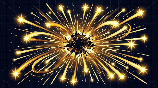 A vibrant explosion of golden fireworks illuminates the night sky celebrating the joyous festival of diwali