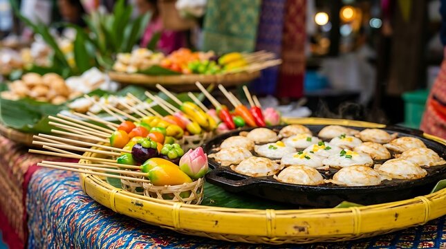 A vibrant display of traditional indian sweets and snacks beautifully arranged for a festive celebration