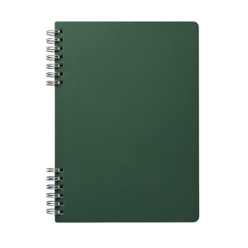 Gray spiral bound notebook with graph paper isolated on white background