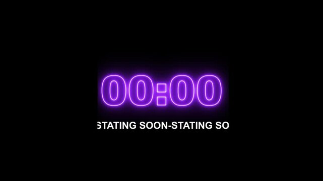 3 to 0 second modern digital countdown timer neon light style on black background, 3 seconds simple countdown timer. Dynamic 3s Countdown Animation Engaging Timer Visuals for Events.