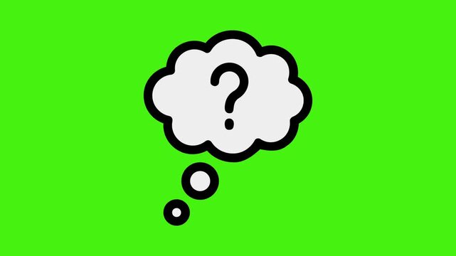 Thought bubble with a question mark icon, vector illustration isolated on green background