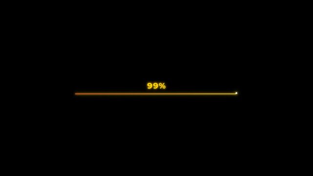 A minimalist video featuring a glowing gold progress bar and percentage counter that gradually fills from 18% to 100% against a clean black background.
