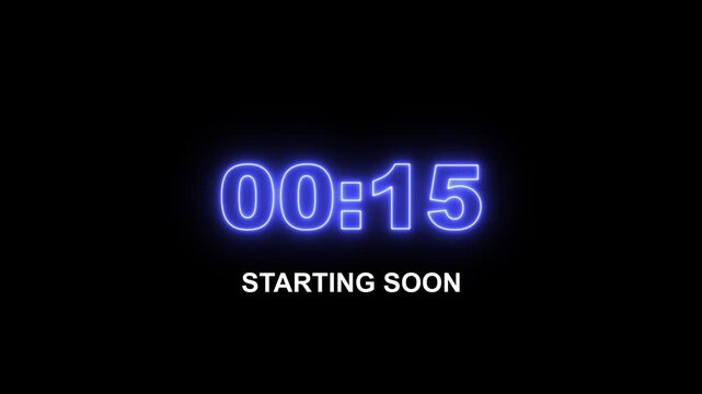 20 to 0 second modern digital countdown timer neon light style on black background, 20 seconds simple countdown timer. Dynamic 20s Countdown Animation Engaging Timer Visuals for Events.