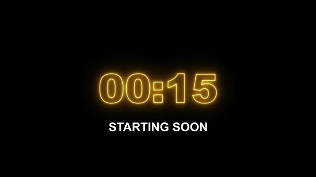 20 to 0 second modern digital countdown timer neon light style on black background, 20 seconds simple countdown timer. Dynamic 20s Countdown Animation Engaging Timer Visuals for Events.
