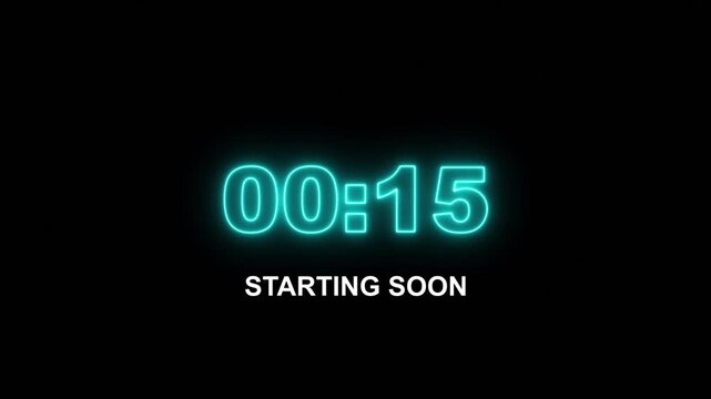 20 to 0 second modern digital countdown timer neon light style on black background, 20 seconds simple countdown timer. Dynamic 20s Countdown Animation Engaging Timer Visuals for Events.