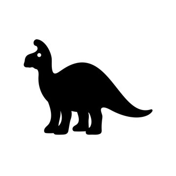 Black silhouette dinosaur standing alone - Minimalist vector illustration of a black silhouette dinosaur standing upright on a plain background, ideal for scientific or educational use.
