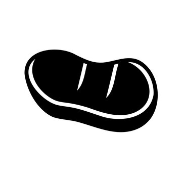 Black bean icon with white stripes - A clean black bean icon featuring three white stripes, simple and stylized for use in food, nutrition, or design projects.
