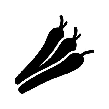 Black pepper icon with three chili peppers - Minimalist vector illustration of three black chili peppers arranged together, ideal for food or spice-related designs.