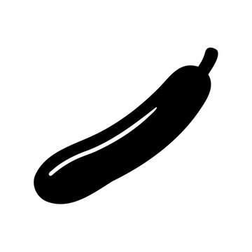 Black silhouette of a zucchini vegetable - Clean black vector silhouette of a single zucchini with a stem, ready for use in design projects or illustrations.